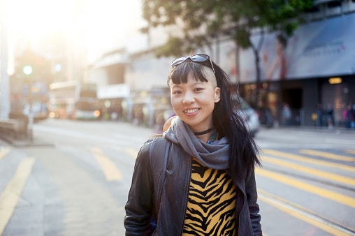 Lady standing in street