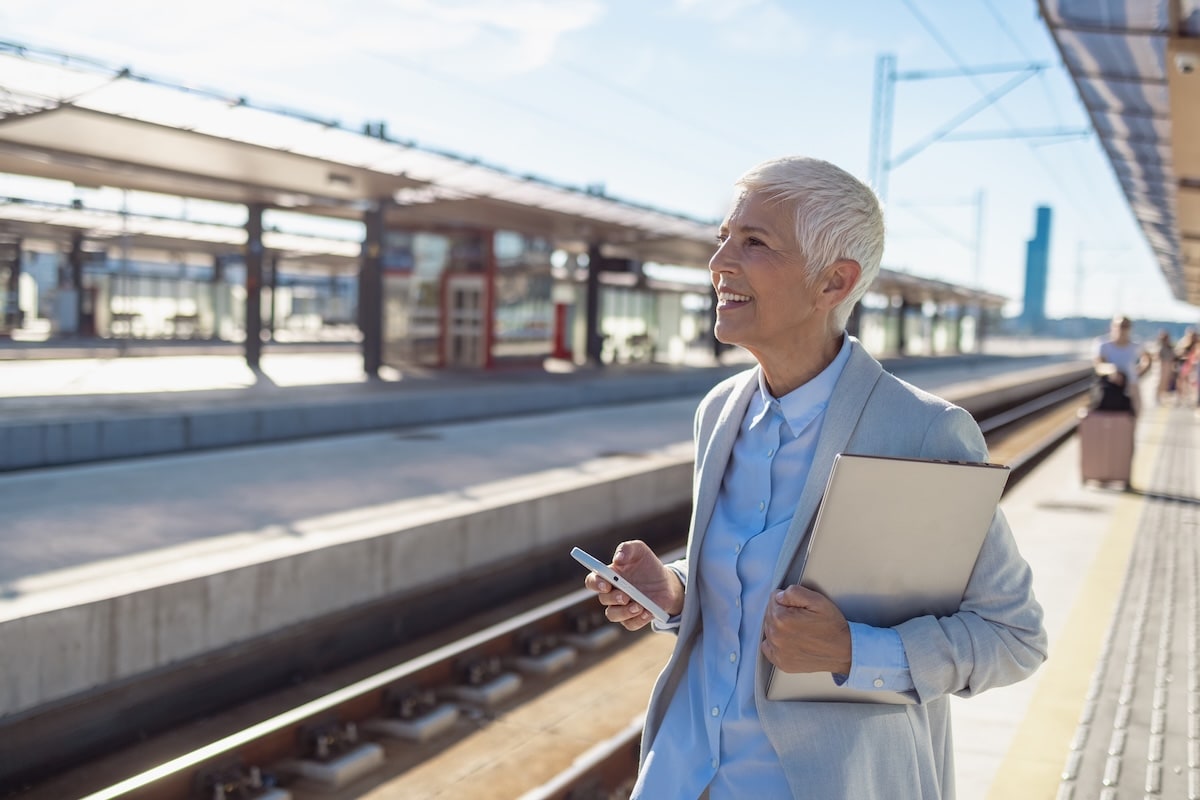 woman at train station